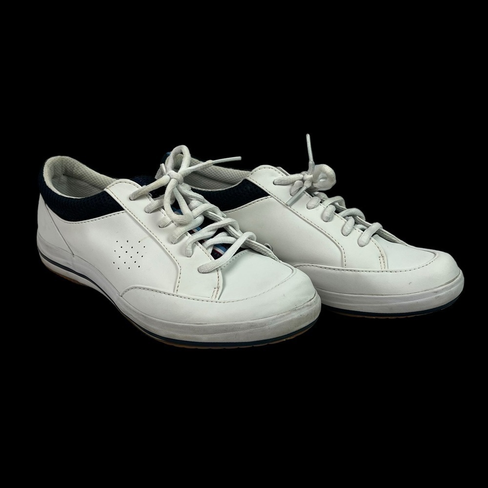 Keds Women’s Rebellion Leather Sneakers White Blue Lace Up Size 7.5